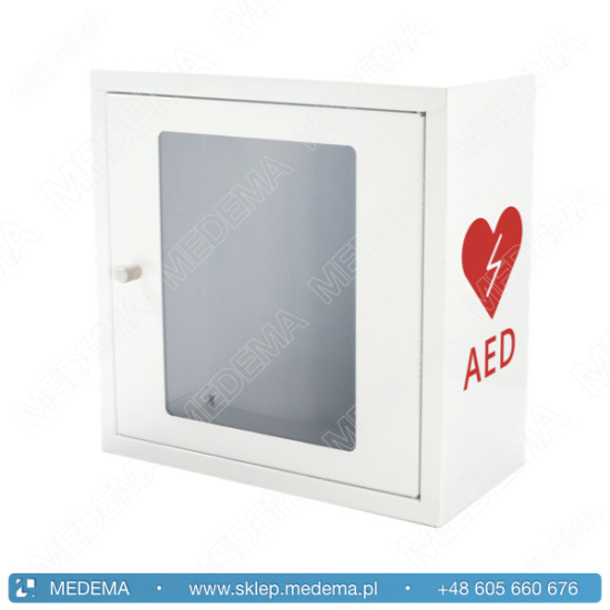Szafka ścienna, metalowa na defibrylator AED - wewnętrzna