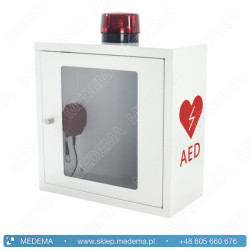 Szafka ścienna, metalowa na defibrylator AED - wewnętrzna, alarm