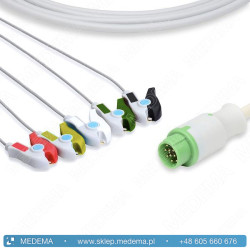 Kabel EKG - kardiomonitor MENNEN - 5-żyłowy, klamra, IEC, 12-pin