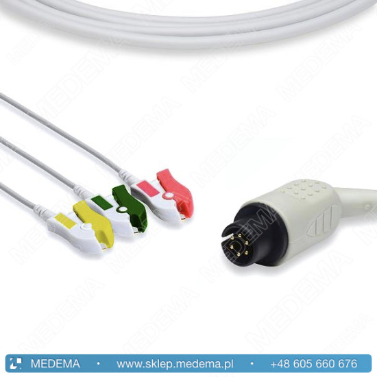 Kabel EKG - kardiomonitor GOLDWAY - 3-żyłowy, klamra, IEC, 6-pin