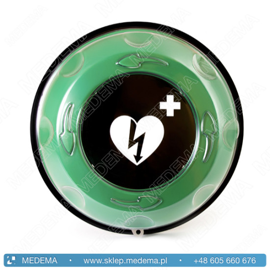 Szafka ścienna ROTAID Transparent Green Alarm na defibrylator AED - wewnętrzna